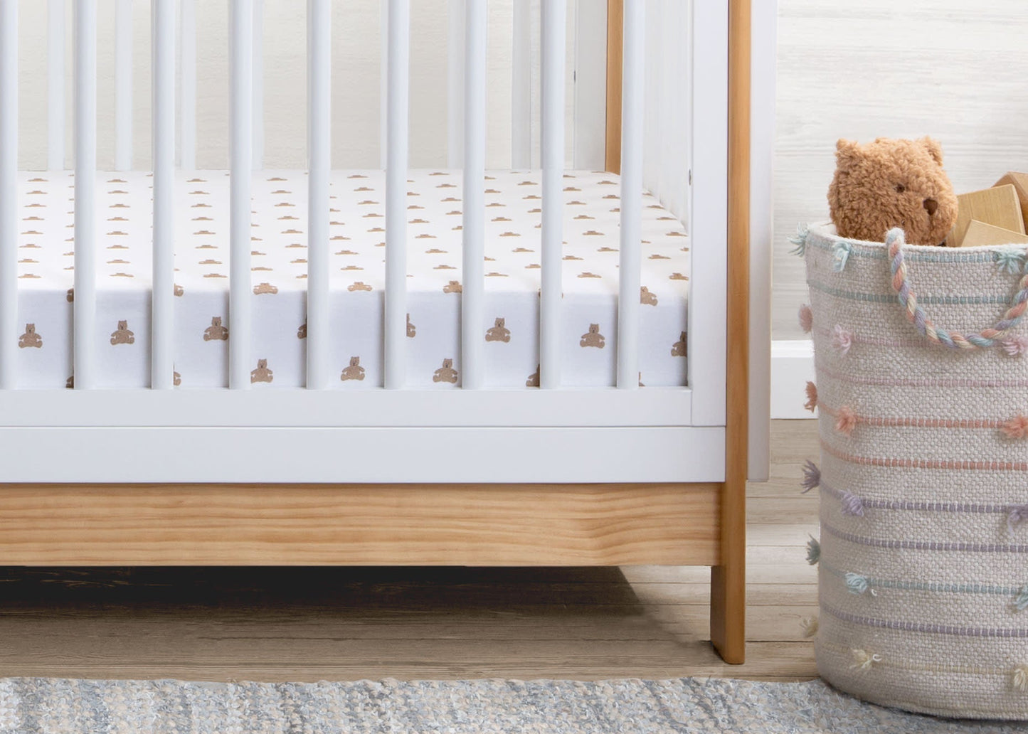 babyGap Tan Teddy Bears & Stripes 100% Organic Cotton Crib Sheets - 2 Pack