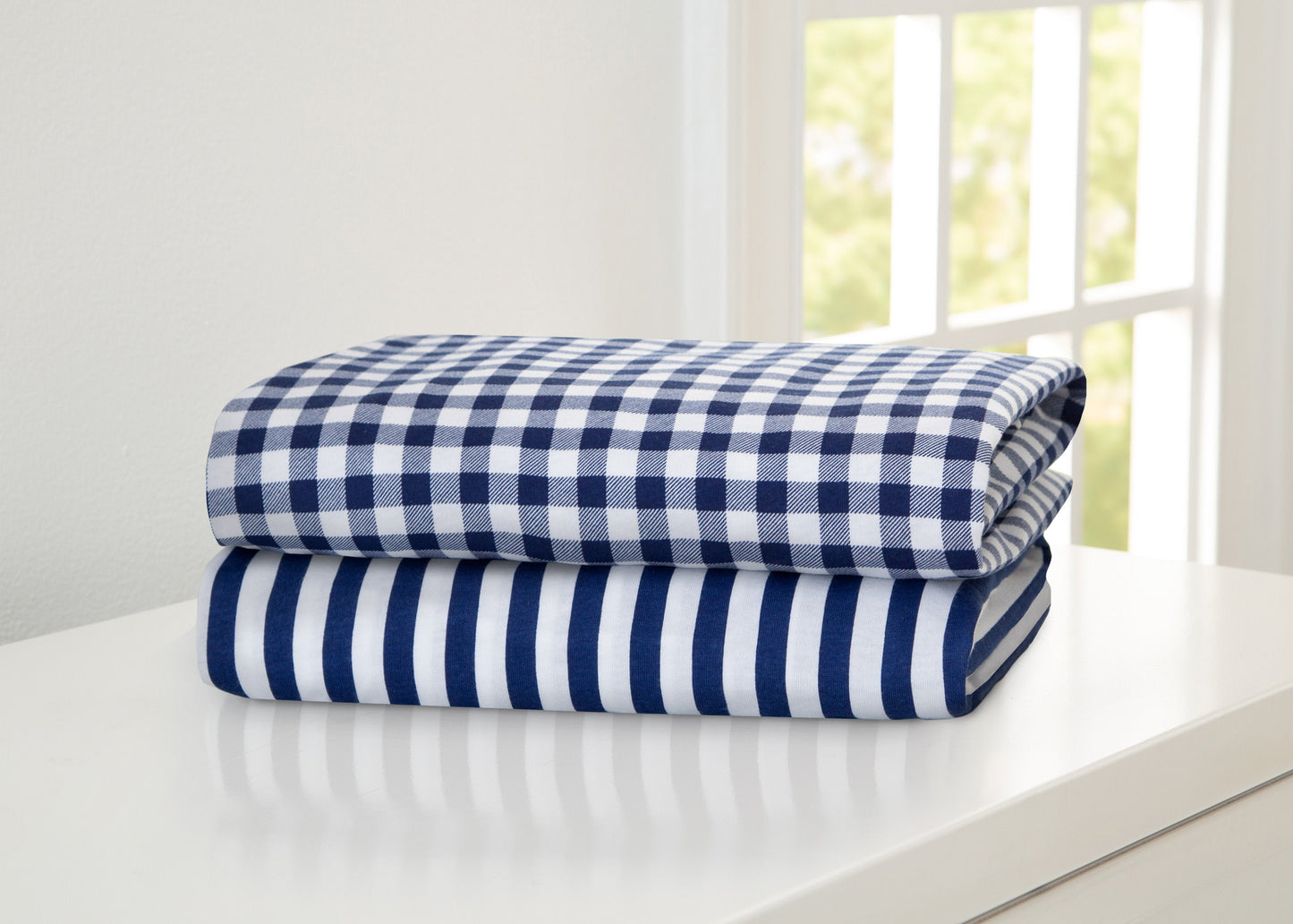 Blue Gingham Fitted Crib Sheets - 2 Pack