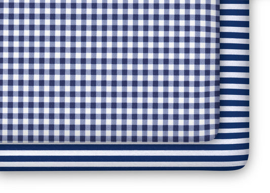 Blue Gingham Fitted Crib Sheets - 2 Pack