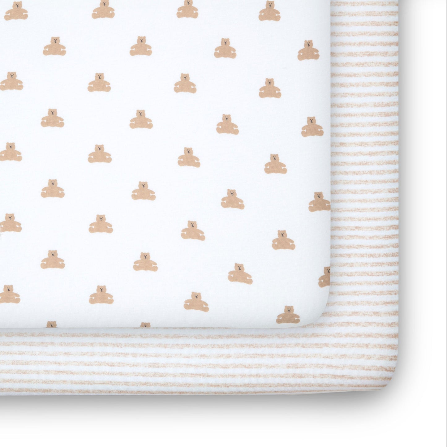 babyGap Tan Teddy Bears & Stripes 100% Organic Cotton Crib Sheets - 2 Pack