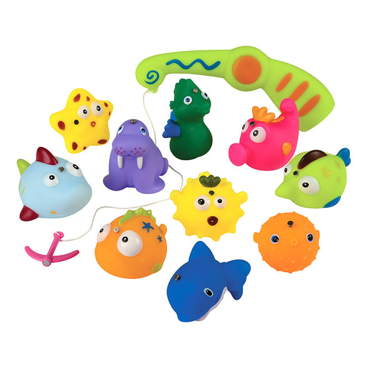 Magnetic Fishing Game with 10 Soft Sea Creatures, Fishing Pole & Draining Net