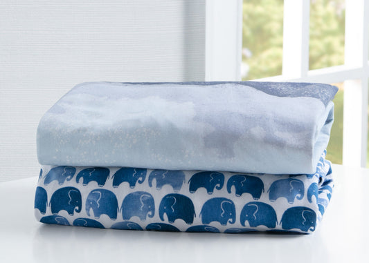 Watercolor Elephant Fitted Crib Sheets - 2 Pack