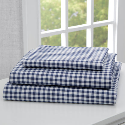 Navy Gingham 3-Piece Twin Sheet Set